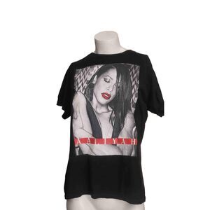 Aaliyah Band Black Short Sleeve Graphic Print Crew Neck T-Shirt Size 2X